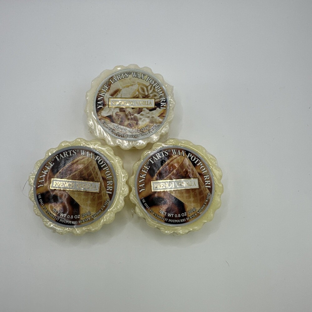 Yankee Candle FRENCH VANILLA & Sparkling Wax Potpourri Tart Melts 0.8oz LOT OF 3